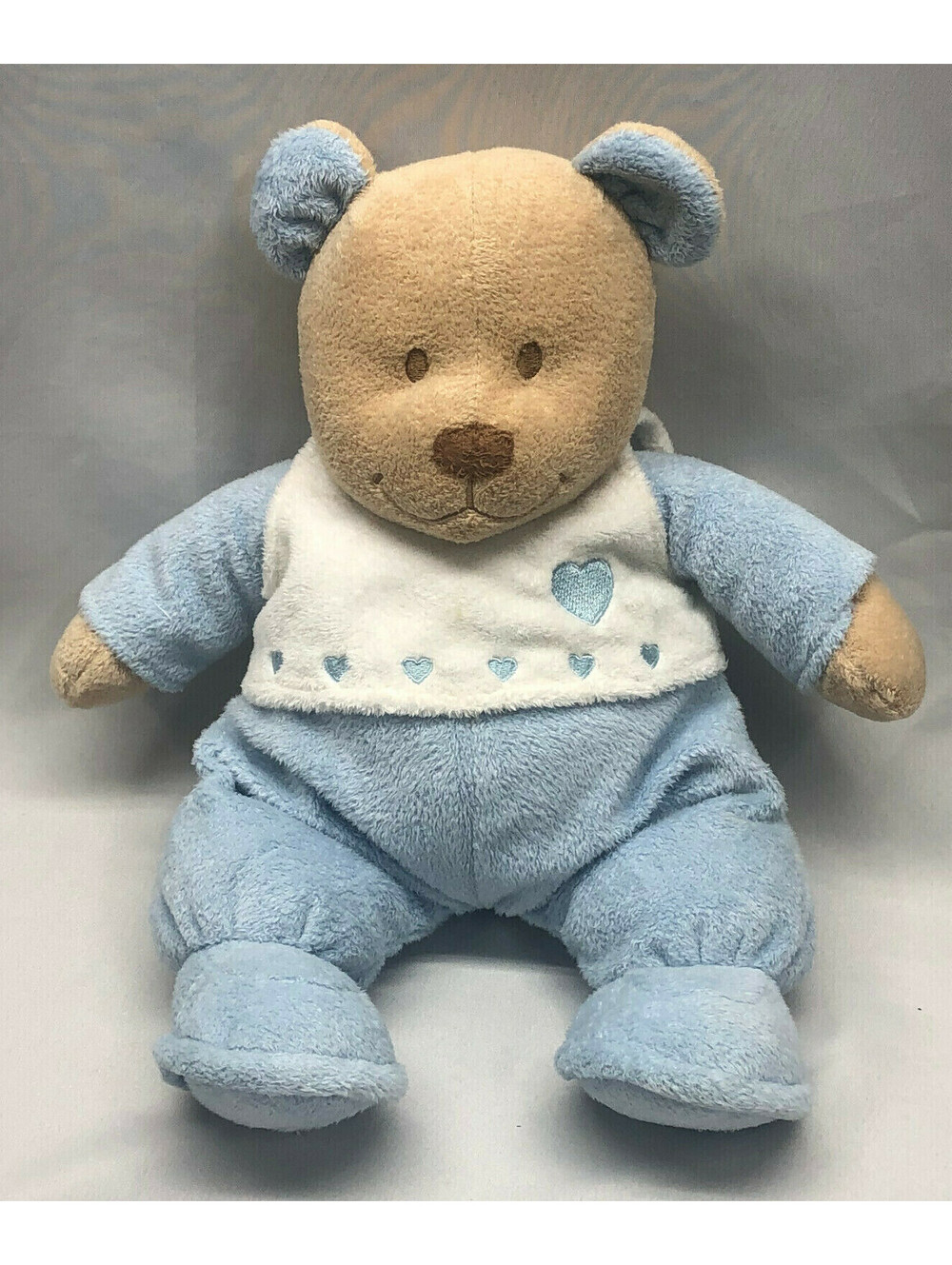 Baby Connection Plush Blue Teddy Bear Beating Red Plastic Heart Heartbeat